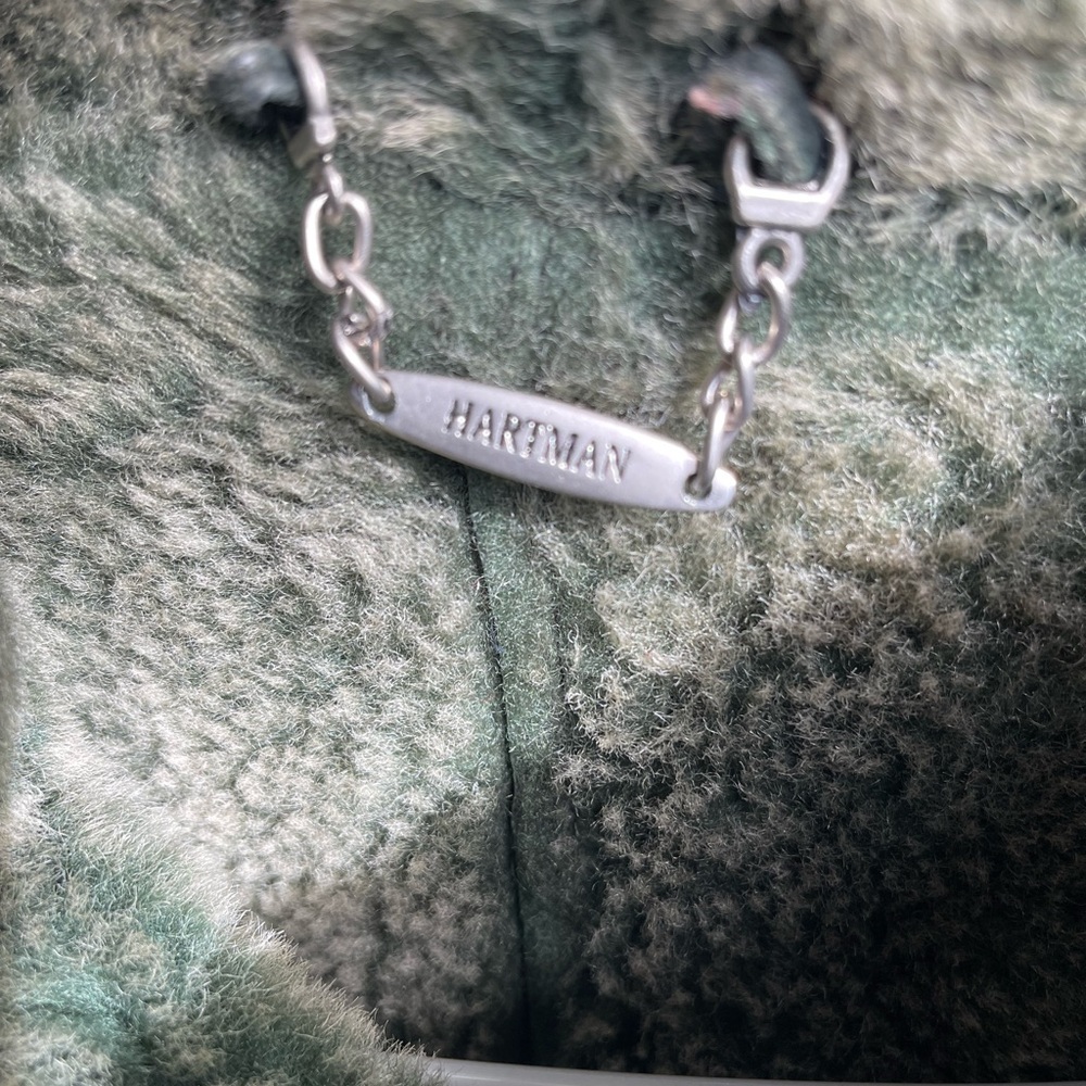 HARTMAN Shearling Coat | Vintage Green Sheepskin Suede Fur Jacket - Picture 4 of 17